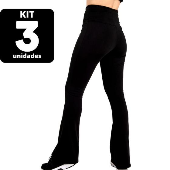 Imagem de Kit 3 Calça Bailarina Preta Cinza P/ Treino Passeio Corrida