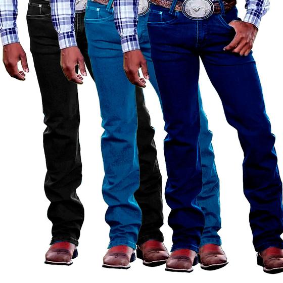 Imagem de Kit 3 Calça Jeans Masculina Country Para Usar Bota Texana