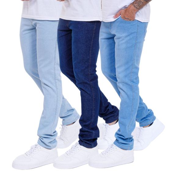 Imagem de Kit 3 Calça Jeans Masculina Skinny Com Elastano Slim