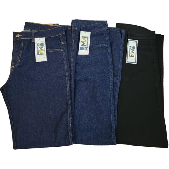 Imagem de Kit 3 Calça Jeans Masculina Tradicional Para Trabalho Reta Serviço com Elastano Uniforme