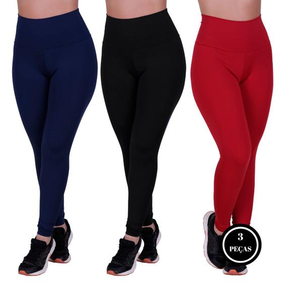 Imagem de Kit 3 Calça Legging Suplex Lisa Academia Fitness - KIT 3 CALÇA DEBI