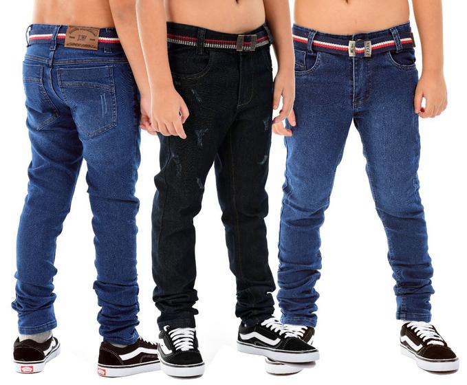 Imagem de Kit 3 Calças Jeans Infantil Juvenil Meninos De 4 A 16 Anos