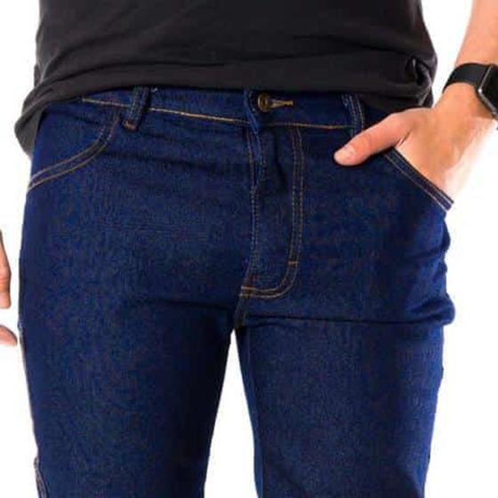 Imagem de Kit 3 Calças Jeans Masculina Com Elastano Trabalho Uso Geral Reforçada