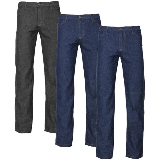 Imagem de Kit 3 Calças Jeans Masculina Tradicional Para Trabalho Reforçada