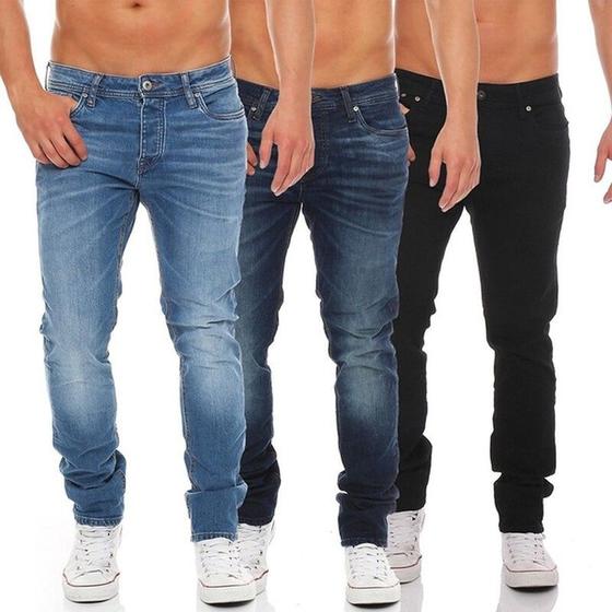 Kit 3 Calças Jeans Masculinas com Lycra Elastano Slim Fit Mega Confort Menor preço em Kit 3 Calças Jeans Masculinas com Lycra Elastano Slim Fit Mega Confort