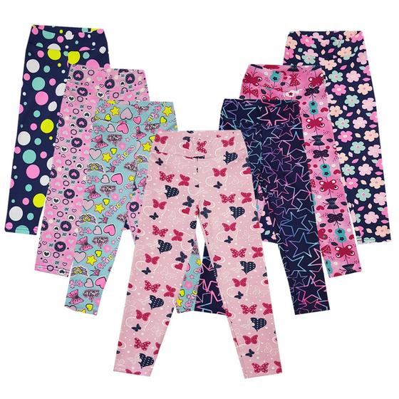 Imagem de Kit 3 Calças Legging Infantil - Estampadas Em Cotton Para Meninas