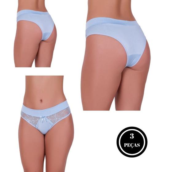 Imagem de Kit 3 Calcinha com Detalhe de Renda e Laço - KIT 3 MONIQUE