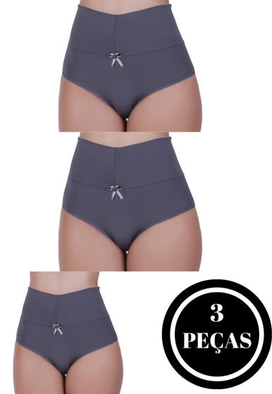 Imagem de Kit 3 Calcinha Cós Alto Segura Barriga Tanga Modeladora Pós Parto - c10 THAMIRES