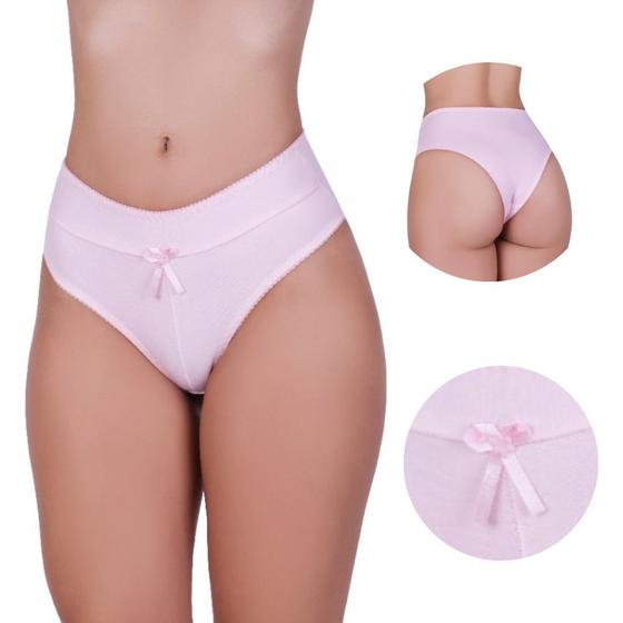 Imagem de Kit 3 Calcinha de Algodão Tanga Cós Alto Duplo Modeladora Raquel