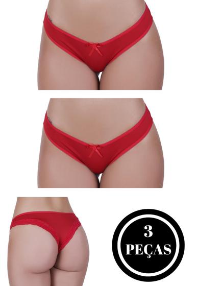 Imagem de Kit 3 Calcinha Detalhe Renda Lingerie - KIT 3 JOELMA