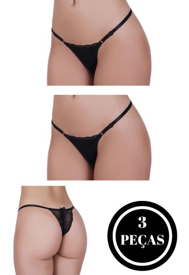 Imagem de Kit 3 Calcinha Fio Tanga Renda Regulagem - KIT 3 VITÓRIA 