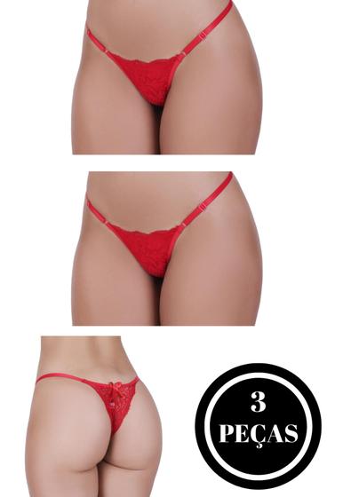 Imagem de Kit 3 Calcinha Fio Tanga Renda Regulagem - KIT 3 VITÓRIA 