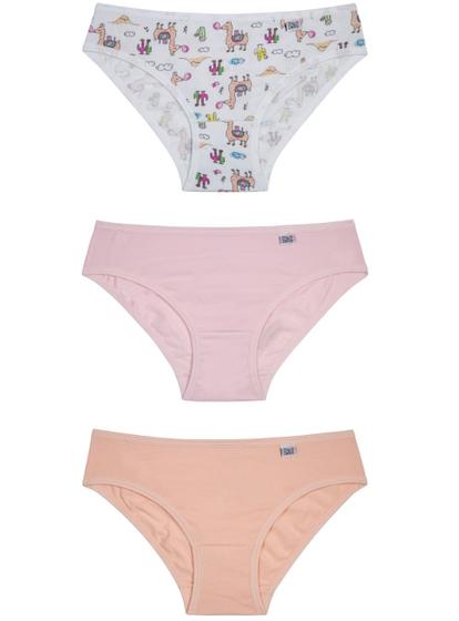 Imagem de Kit/3 Calcinha Miss Delrio 51309 Infantil Sortidas Cotton T. P/GG