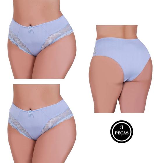 Imagem de Kit 3 Calcinha Plus Size Conforto com Detalhe em Renda - KIT 3 VALÉRIA