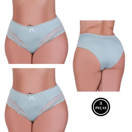 Imagem de Kit 3 Calcinha Plus Size Conforto com Detalhe em Renda - KIT 3 VALÉRIA