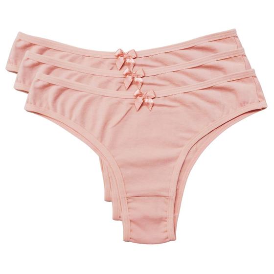 Imagem de Kit 3 Calcinhas de Cotton Algodão Confortável Cores Lisas