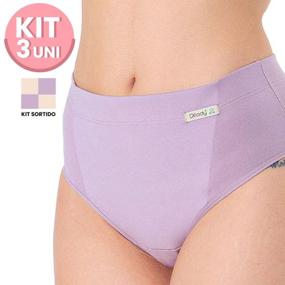 Imagem de Kit 3 Calcinhas Feminna Coleção Basic Zero Barriga Eco Dilady