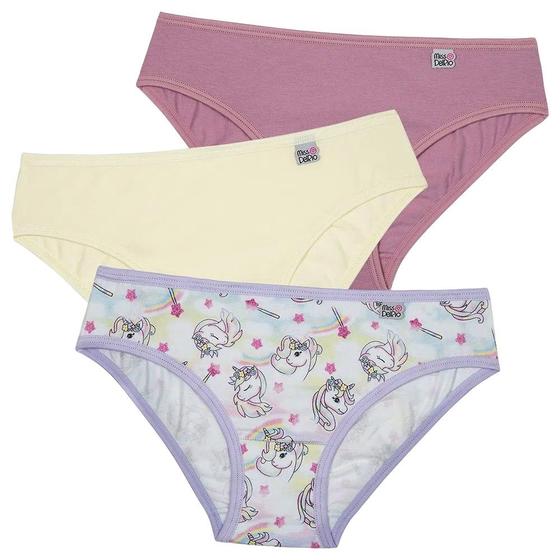 Imagem de Kit 3 Calcinhas Infantil Em Cotton Meninas Miss DelRio