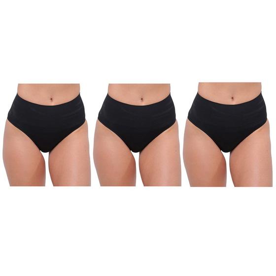 Imagem de Kit 3 Calcinhas Redutora Selene Sem Costura Feminino - Preto