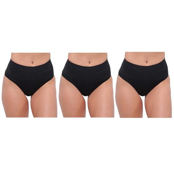 Imagem de Kit 3 Calcinhas Redutora Selene Sem Costura Feminino - Preto