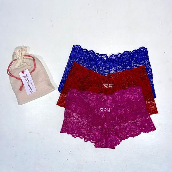 Imagem de Kit 3 Calcinhas Secreta Renda Caleçon