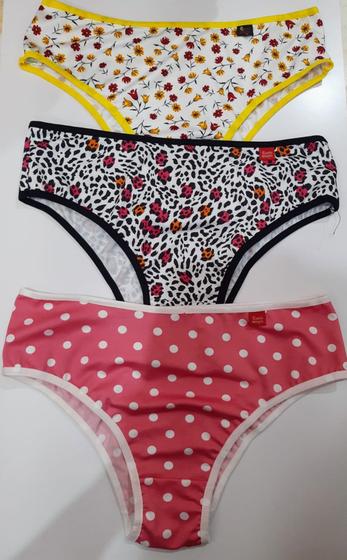 Imagem de Kit 3 Calcinhas Tanga Em Microfibra Lateral Larga Estampada