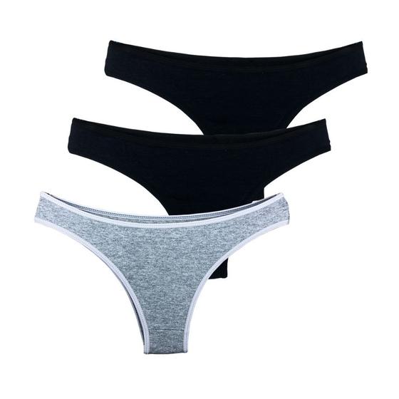 Imagem de Kit 3 Calcinhas Tanga Try Basics Algodão Cotton Básica Lisa Moda Lingerie
