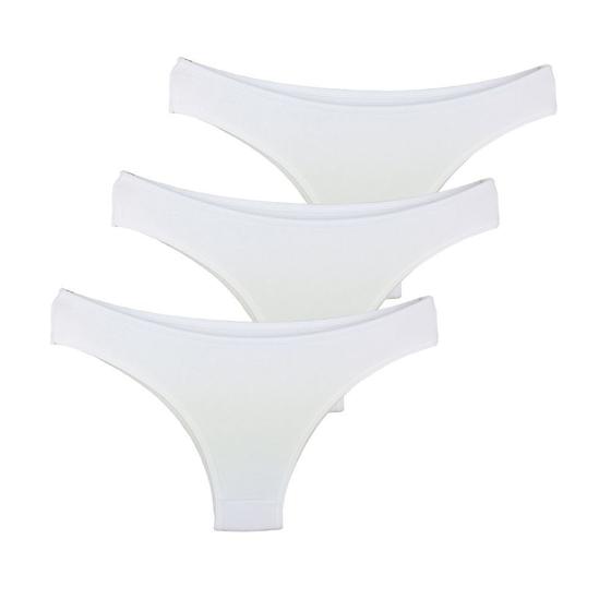 Imagem de Kit 3 Calcinhas Tanga Try Basics Algodão Cotton Básica Lisa Moda Lingerie