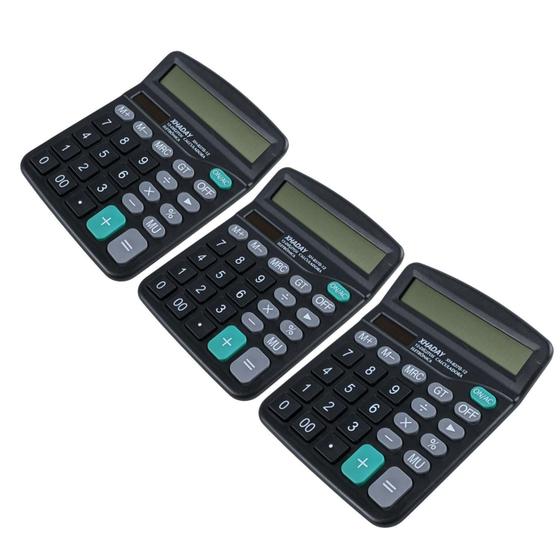 Imagem de Kit 3 Calculadora Comércio Eletrônica Tela Lcd 12 Digitos A
