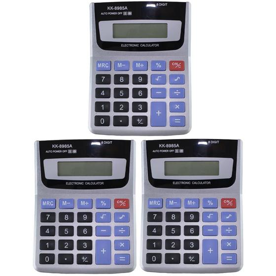 Kit 3 calculadora média tradicional de mesa comercial escritório ...