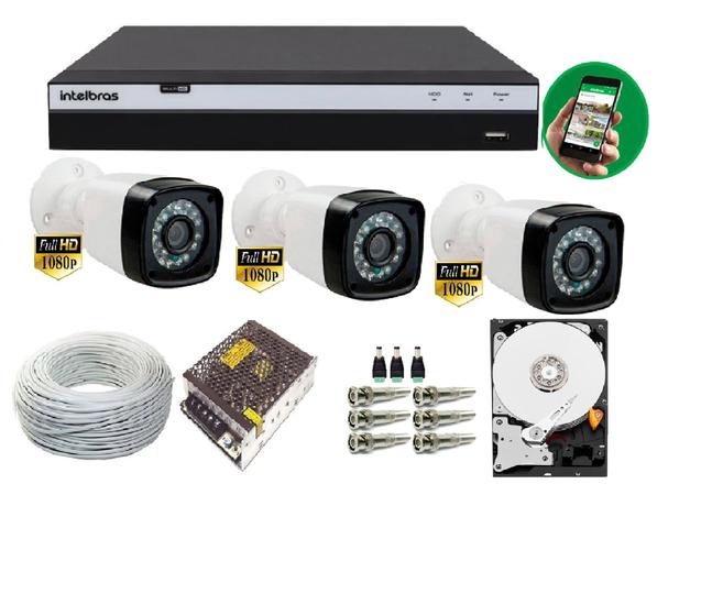 Imagem de Kit 3 Cam 1080P 2MP Fullhd Dvr Mhdx 3004c Full Hd C/ Hd