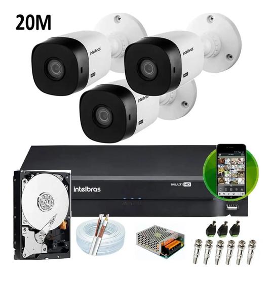 Imagem de Kit 3 Camera Intelbras segurança monitoramento completo