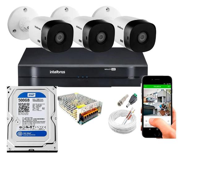 Imagem de Kit 3 Cameras Bullet VHC 1120b Hd 720p 1mp Dvr Intelbras C/HD