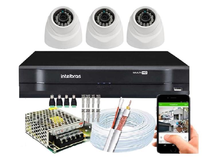 Imagem de Kit 3 Câmeras de Segurança Dome 720p dvr Intelbras S/Hd