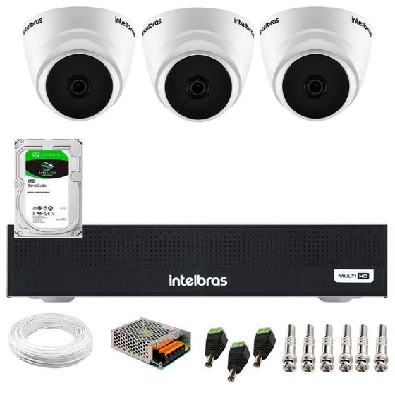 Imagem de Kit 3 Câmeras Dome VHL 1220 D G2 HDCVI 2 megapixels Intelbras Visão Noturna 20m + Dvr Intelbras MHDX 1104-C 4 Canais + HD 1TB BarraCuda