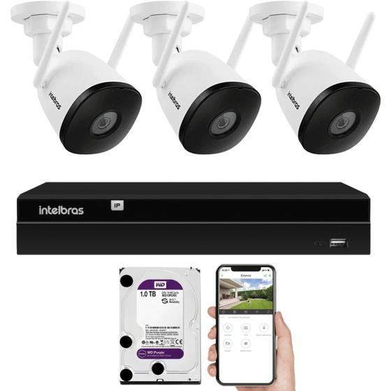 Kit 3 Câmeras Externas Wifi Sf Im5 Full Hd Nvr 4Ch Intelbras Câmera