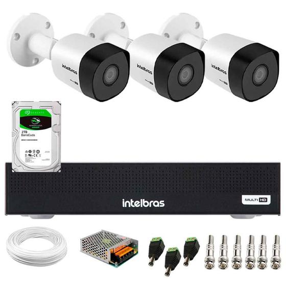 Imagem de Kit 3 Câmeras Intelbras HD 720p VHD 3120 B G7 com Lente 3,6mm Visão Noturna 20m IP67 + Dvr Intelbras MHDX 1004-C 4 Canais + HD 2TB BarraCuda