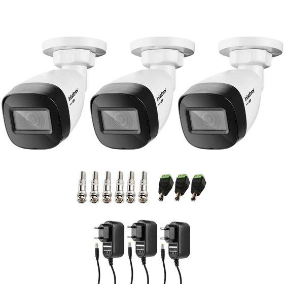 Imagem de Kit 3 Câmeras Intelbras VHD 1130 B HD 720p com Lente 2.8mm Visão Noturna 30m Resistente à Chuva IP67 + Conectores + Fontes