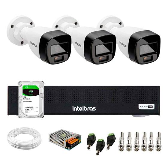 Imagem de Kit 3 Câmeras Intelbras VHD 1220 B G7 Full Color Bullet Full HD 1080p Multi HD IR 20m + Dvr Intelbras MHDX 1004-C 4 Canais + HD 1TB Barracuda