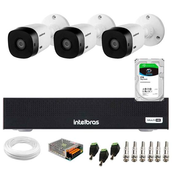 Imagem de Kit 3 Câmeras Intelbras VHL 1120 B HDCVI Lite HD 720p Lente 3.6mm Visão Noturna 20m IP66 + Dvr Intelbras MHDX 1104-C 4 Canais + HD SkyHawk 2TB