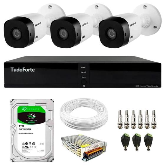 Imagem de Kit 3 Câmeras Intelbras VHL 1120 B HDCVI Lite HD 720p Lente 3.6mm Visão Noturna 20m IP66 + Dvr Tudo Forte TFHDX 3304 4 Canais + HD 1TB BarraCuda