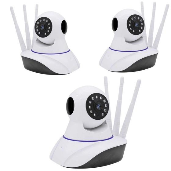 Kit 3 Câmeras IP Wi Fi Robo 3 Antenas Visão Noturna App Yoosee IP