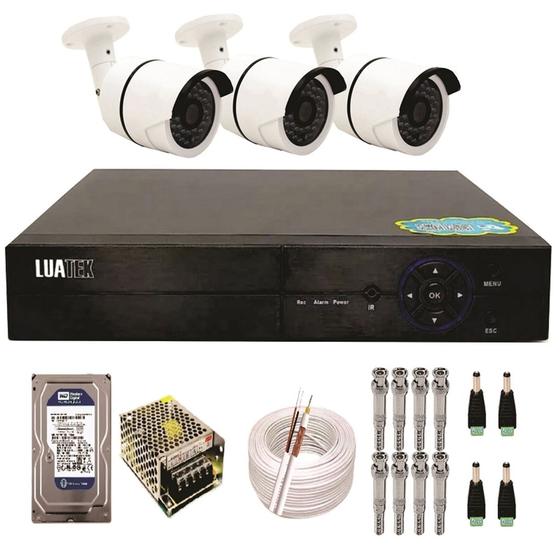 Imagem de Kit 3 Câmeras Segurança Hd Dvr 4 Canais HD 160Gb