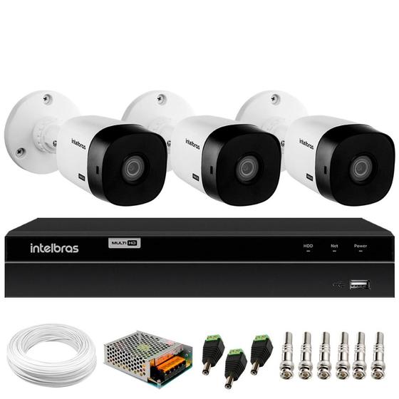 Imagem de Kit 3 Câmeras Segurança VHL 1220 B Full HD 1080p DVR Gravador Intelbras MHDX 1204 4 Canais