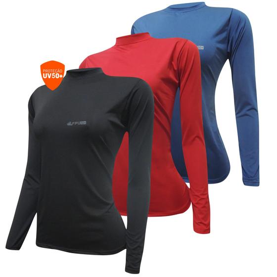 Kit 3 Camisa Feminina Proteção Uv 50 Termica Segunda Pele Menor preço em Kit 3 Camisa Feminina Proteção Uv 50 Termica Segunda Pele
