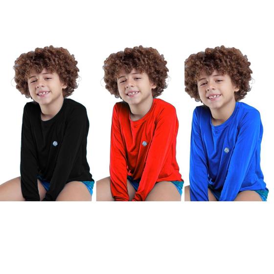 Imagem de Kit 3 Camisa Infantil Térmica Uv50+ Proteção Solar Menino