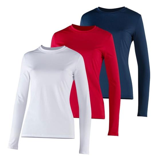 Imagem de Kit 3 camisa térmica feminina segunda pele proteção UV TB moda fitness