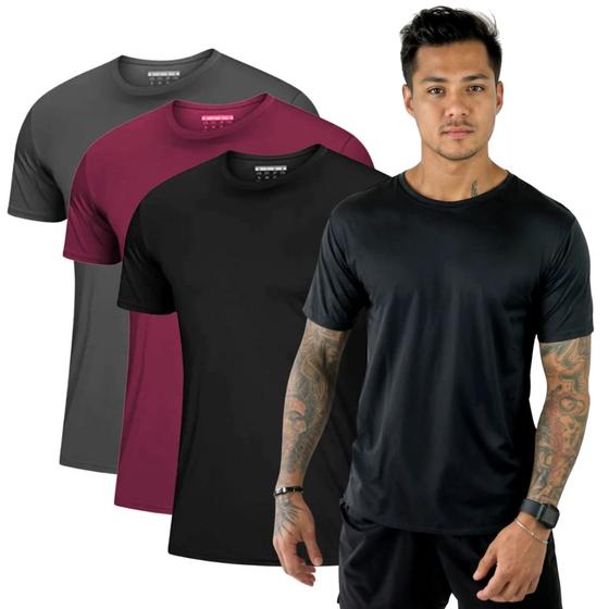 Imagem de Kit 3 Camisas Camisetas Dry Fit Academia Masculina Roupa de Treino Termica Anti Suor 