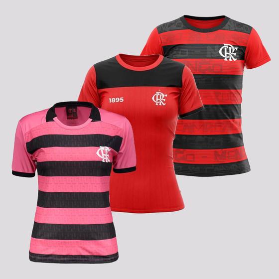 Imagem de Kit 3 Camisas Flamengo Feminina