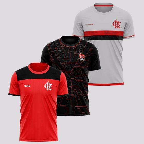 Kit 3 Camisas Flamengo Masculina II - Braziline Imagem de Kit 3 Camisas Flamengo Masculina II
